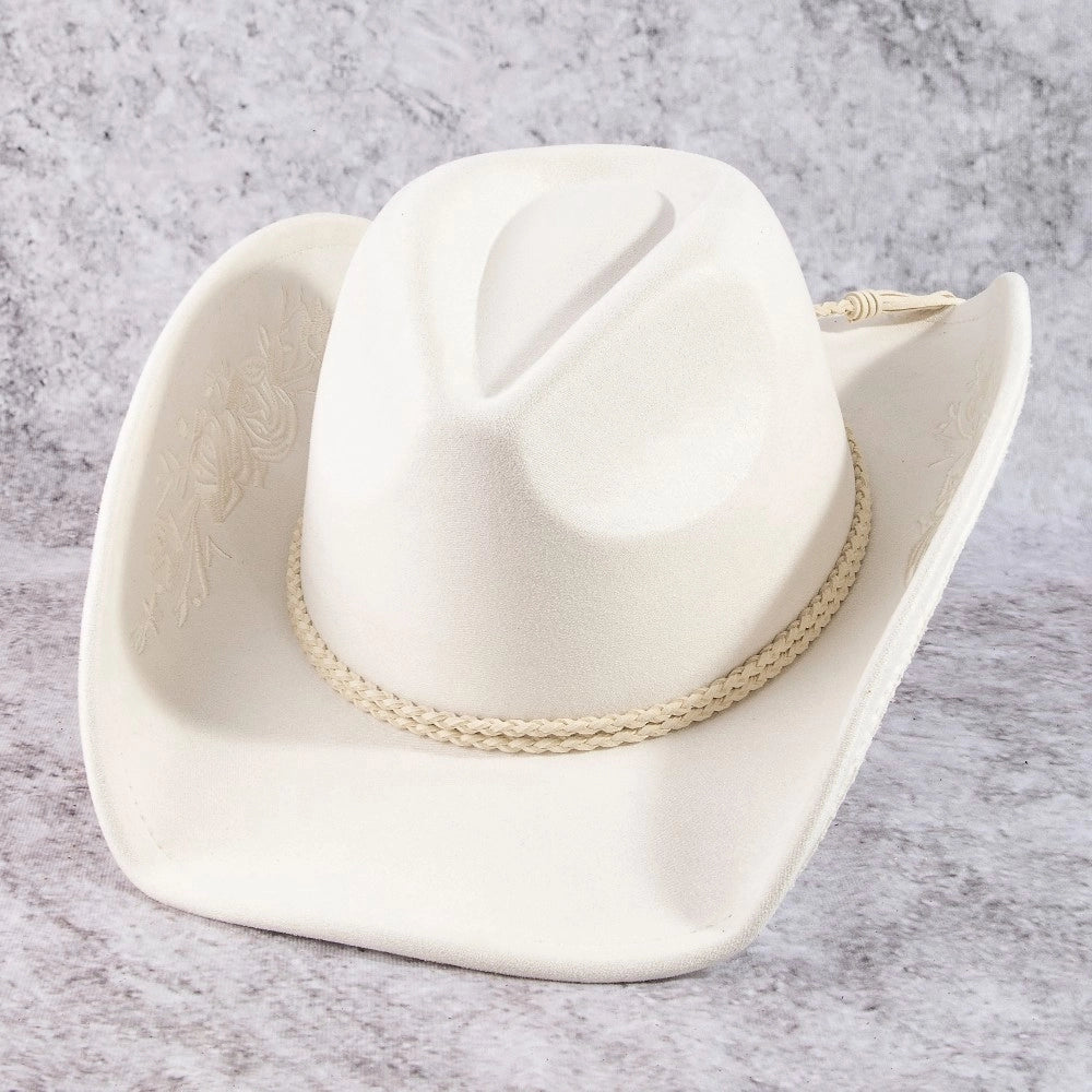 Rose Embroidered Braded Tassel Cowboy Hat | Various