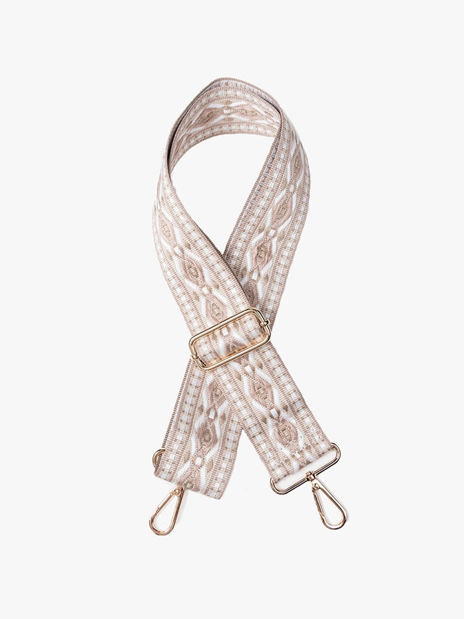 Adjustable Guitar Strap | Diamond Taupe/White