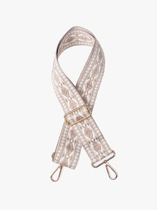 Adjustable Guitar Strap | Diamond Taupe/White