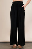 Wide Leg Pleated Pants | Black