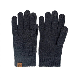 C.C Checkered Knit Smart Touch Gloves | Black