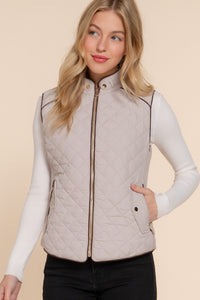 Quilted Padded Vest | Taupe