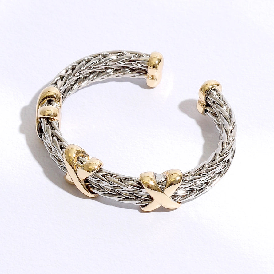 Braided Rope Bangle Bracelet | Silver/Gold