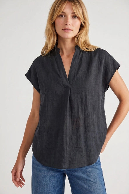 Soft Matte V-Neck Top | Navy