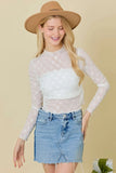 Sheer Ribbon Bow Mesh Top | White