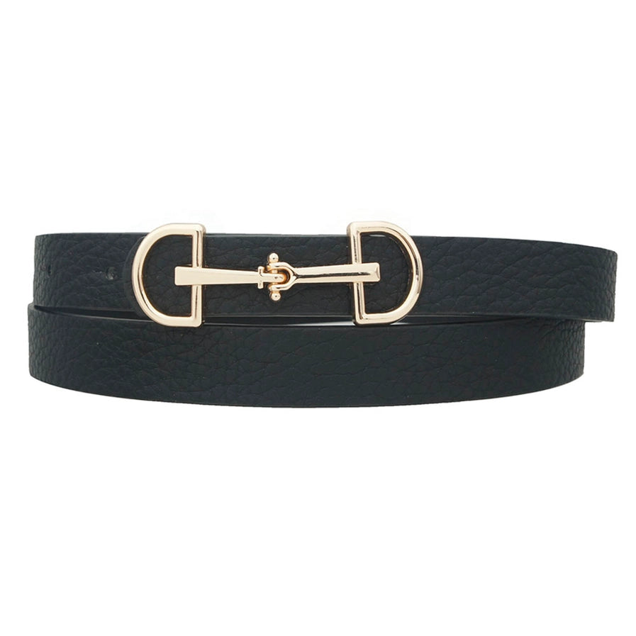 Horse Bit Faux Leather Belt | Black
