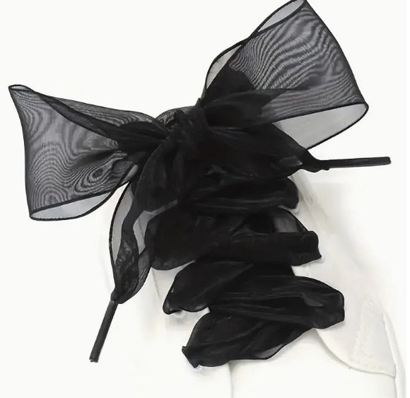 Satin Organza Shoe Laces | Black