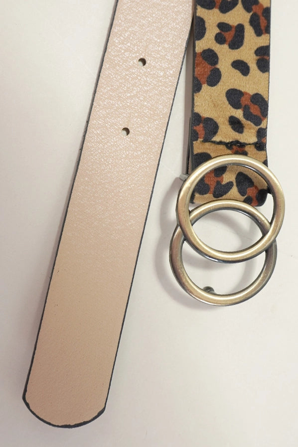Double O Buckle Faux Leather Belt | Leopard