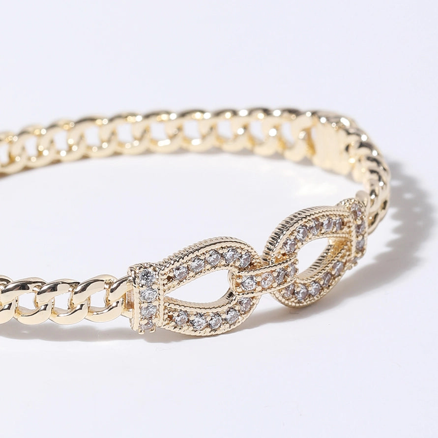 CZ Hinge Bangle Bracelet | Gold