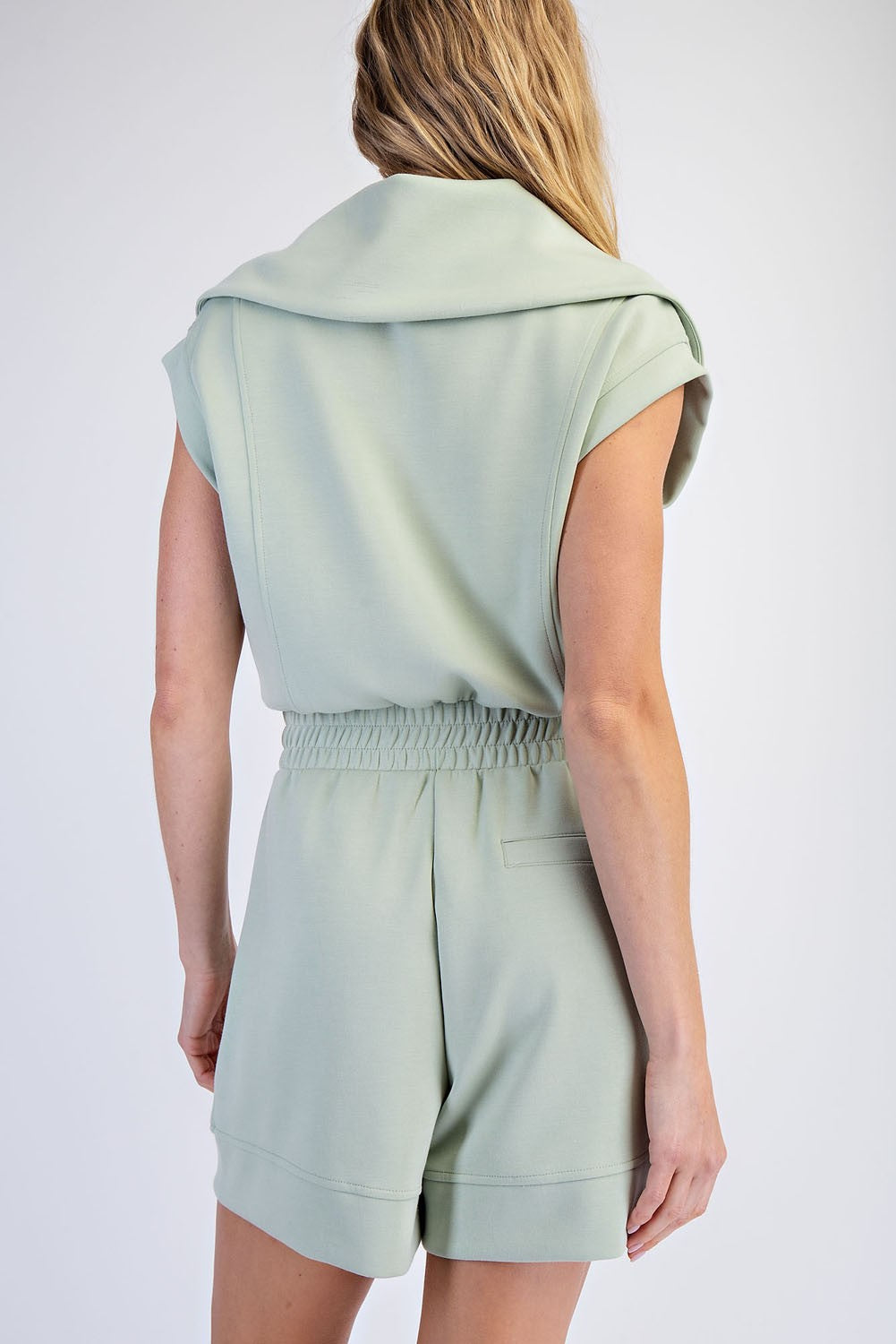 Scuba Luxe Sleeveless Romper | Pistachio