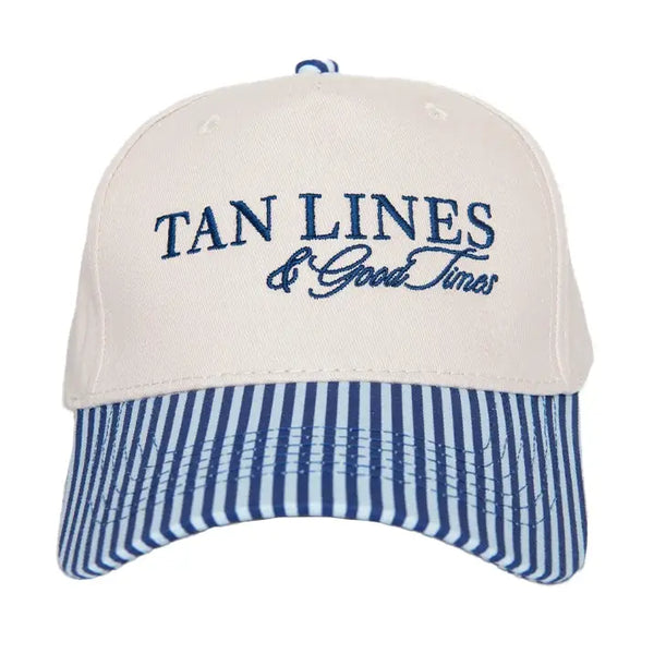 Tan Lines & Good Times Striped Trucker Cap | Blue
