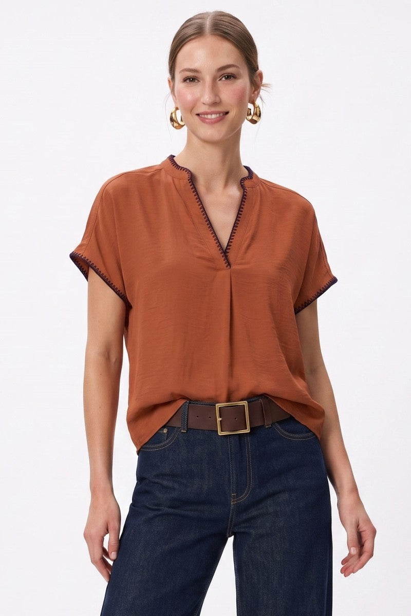 Lightweight Silk Whipstitch Top | Sienna