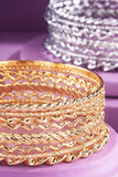 Textured Metal 7pc Bangle Bracelet Set | Gold
