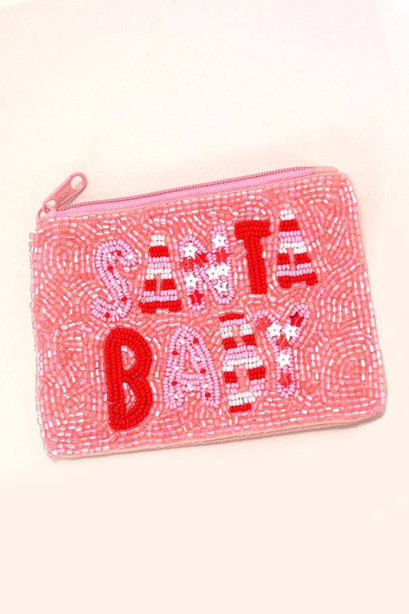 Santa Baby Pink | Seed Beed Coin Purse Pouch