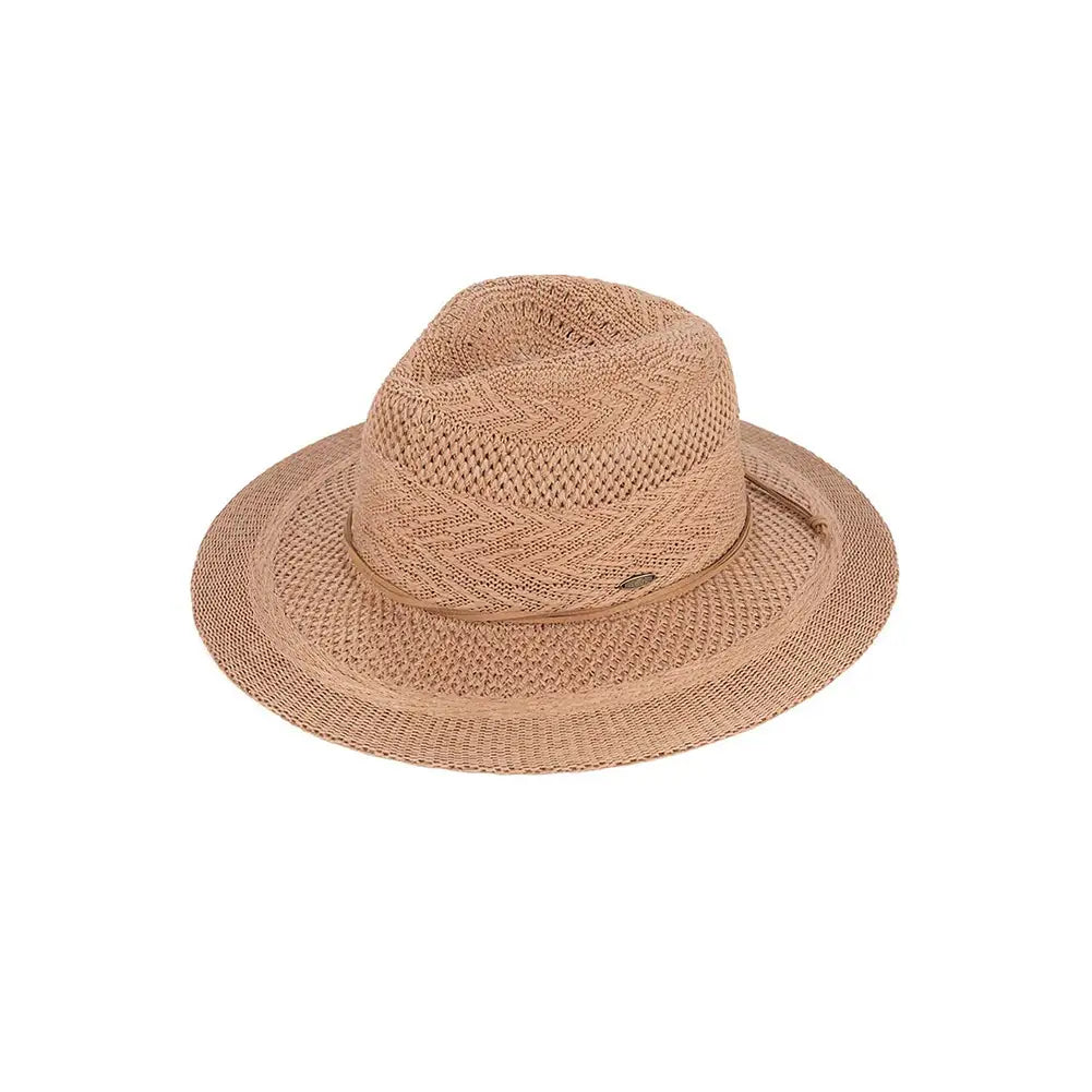 C.C Multi Pattern Suede String Panama Hat | Desert