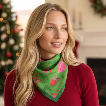 Ornaments Christmas Square Bandana Scarf | Green
