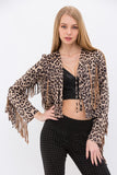 Fringed Western Crop Jacket | Leopard