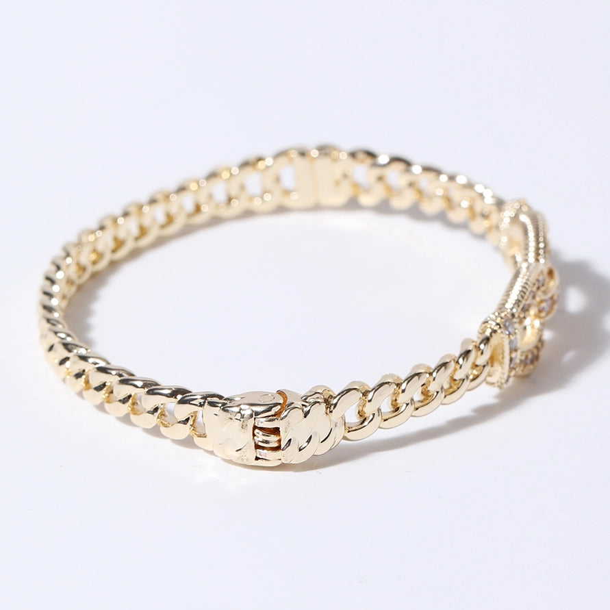 CZ Hinge Bangle Bracelet | Gold