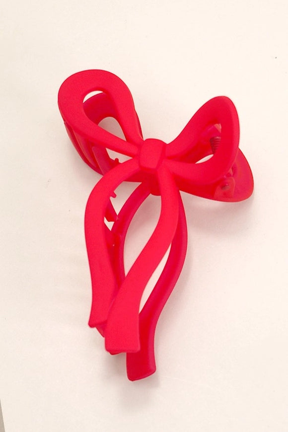 Matte Bow Hair Claw | Poinciana Red