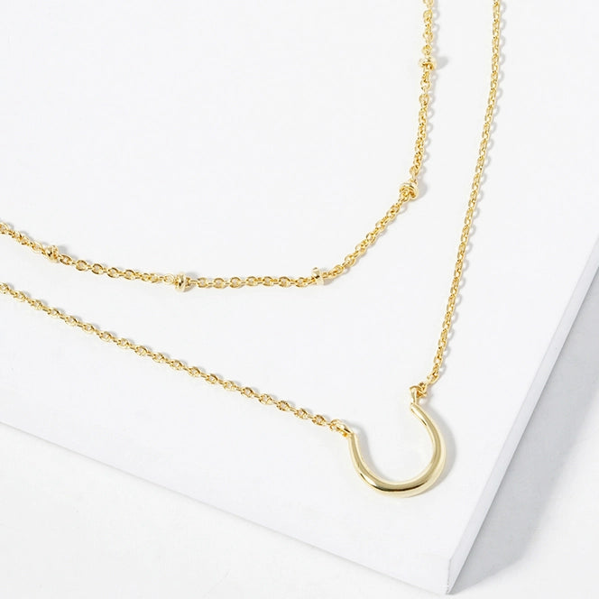 Layered Horse Shoe Necklace | Gold