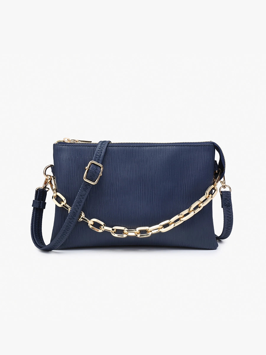 Izzy Textured Vegan Leather Crossbody Bag | Navy Blue
