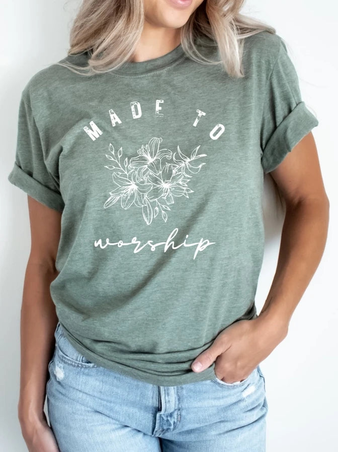Made To Worship Tee | Heather Olive