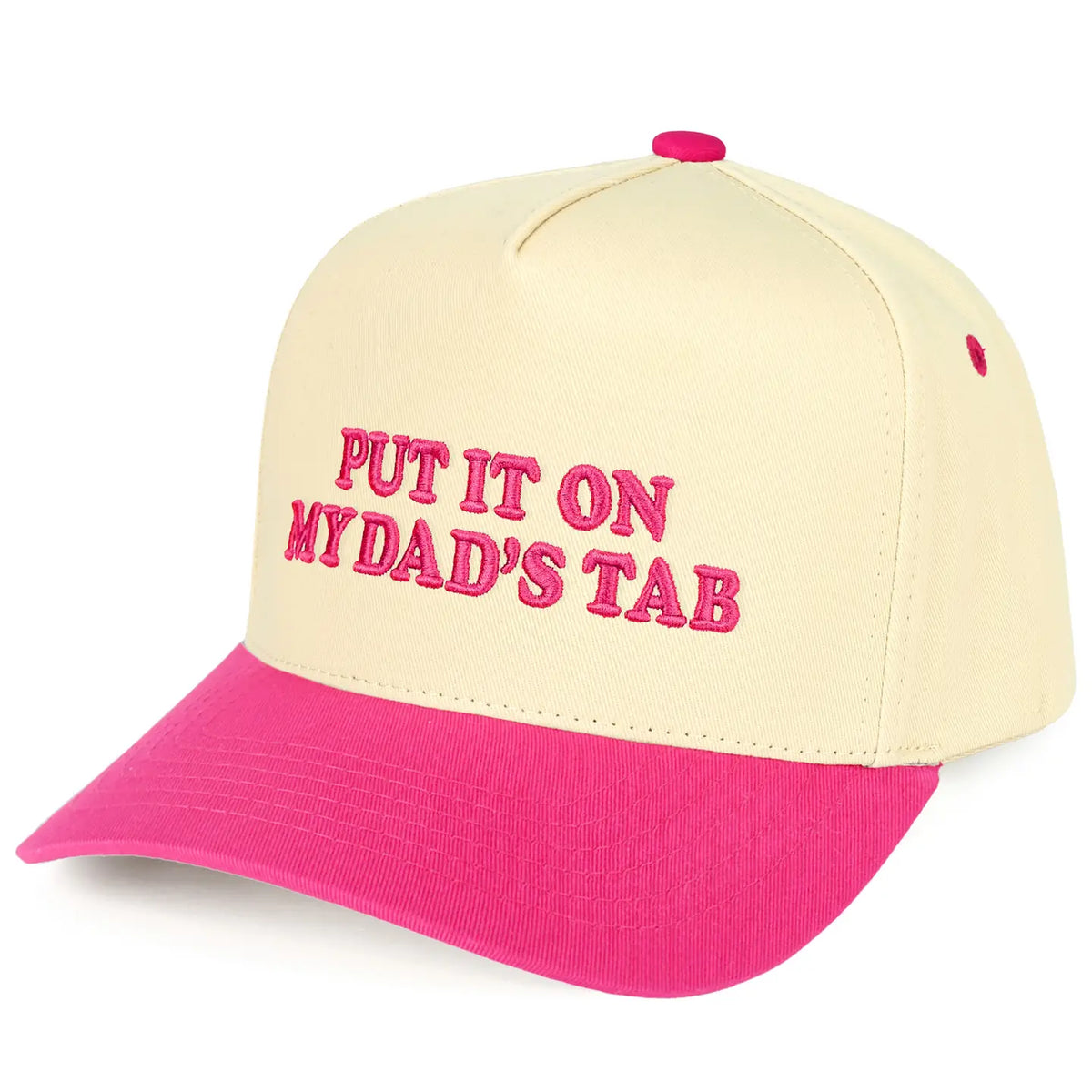 Put It On My Dad's Tab Trucker Cap | Hot Pink