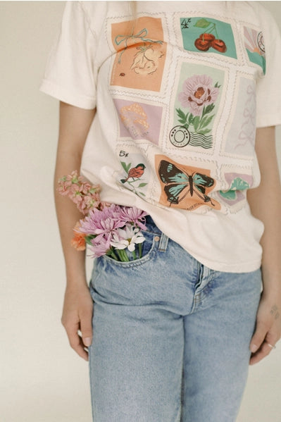 Spring Bloom Stamp Tee | Off White