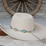 Diamond Turquoise Concho Hat Band | Silver