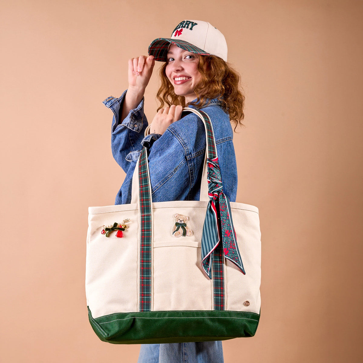 Merry Canvas Plaid Cap | Green