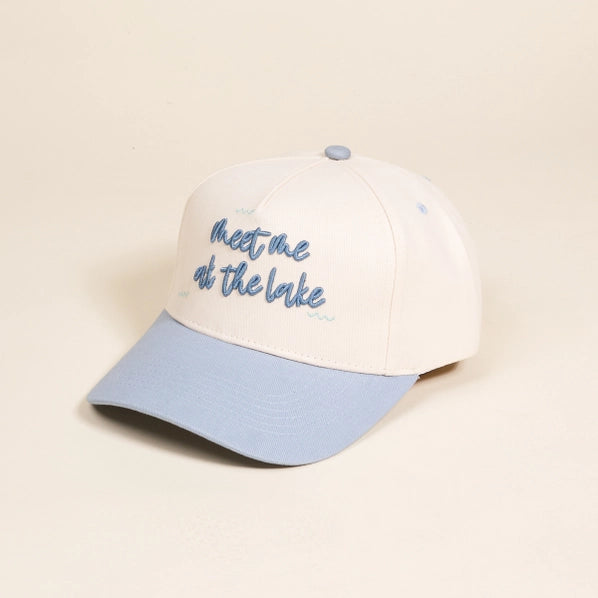 Meet Me At The Lake Canvas Cap | Cream/Blue