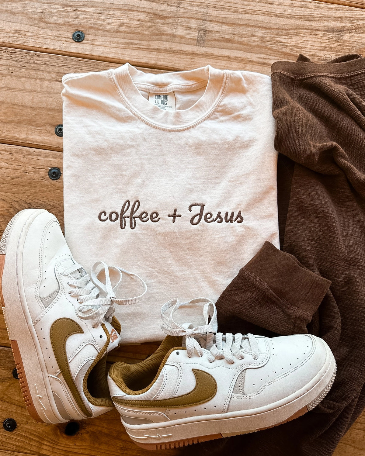 Coffee+Jesus Embroidered Tee | Cream