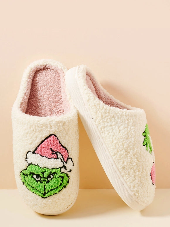 Pink Grinch | Christmas Fuzzy Slippers