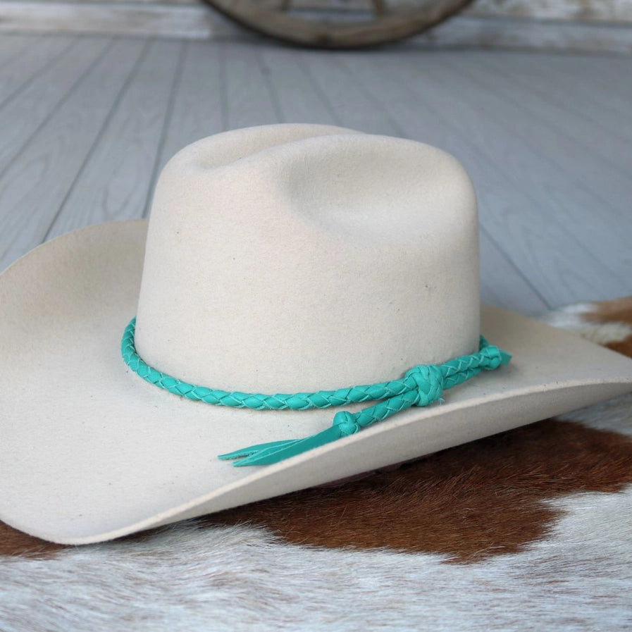 Leather Braided Hat Band | Turquoise
