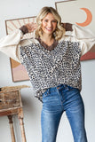 Leopard V-Neck Pullover Top | Cream