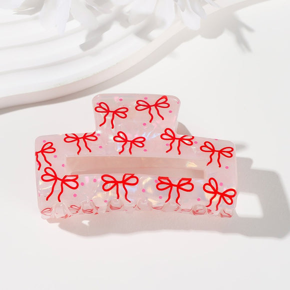 Marble Hair Claw | Red Ribbon Bows