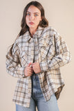 Plaid Oversized Shacket | Cream Brown Mix