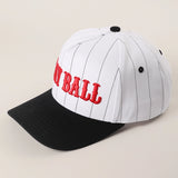 Play Ball Pinstripe Trucker Cap | Black/White/Red