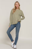 Mock Neck Raised Seam Sweater | Heather Olive