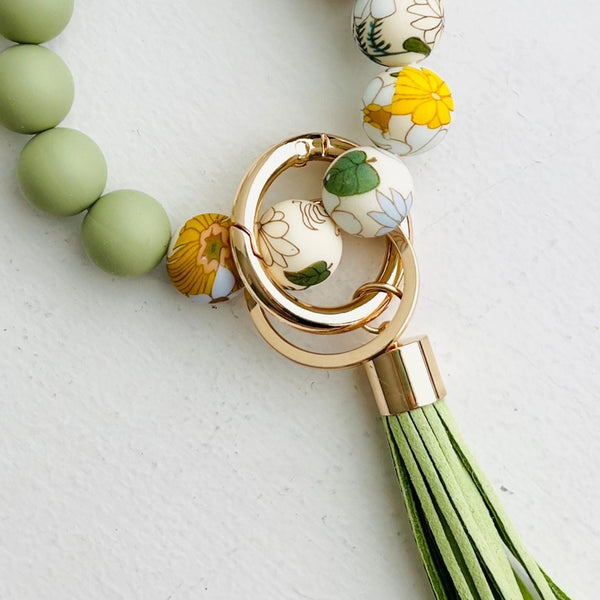 Floral Key Ring Bangle | Green