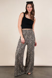 Wide Leg Pleated Pants | Leopard