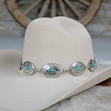 Oval Turquoise Concho Hat Band | Silver