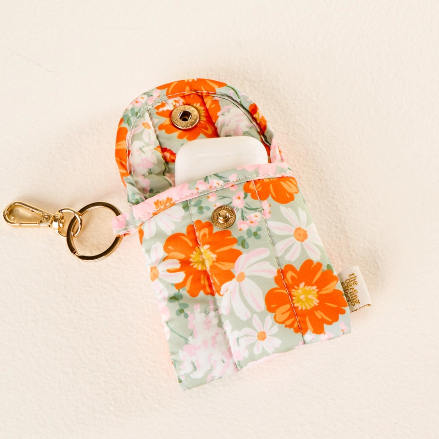 Puffy Earbud Case Keychain | Bouquet Beauty Sage