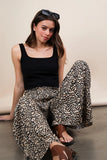 Wide Leg Pleated Pants | Leopard