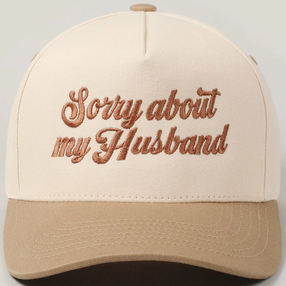 Sorry About My Husband Trucker Cap | Beige