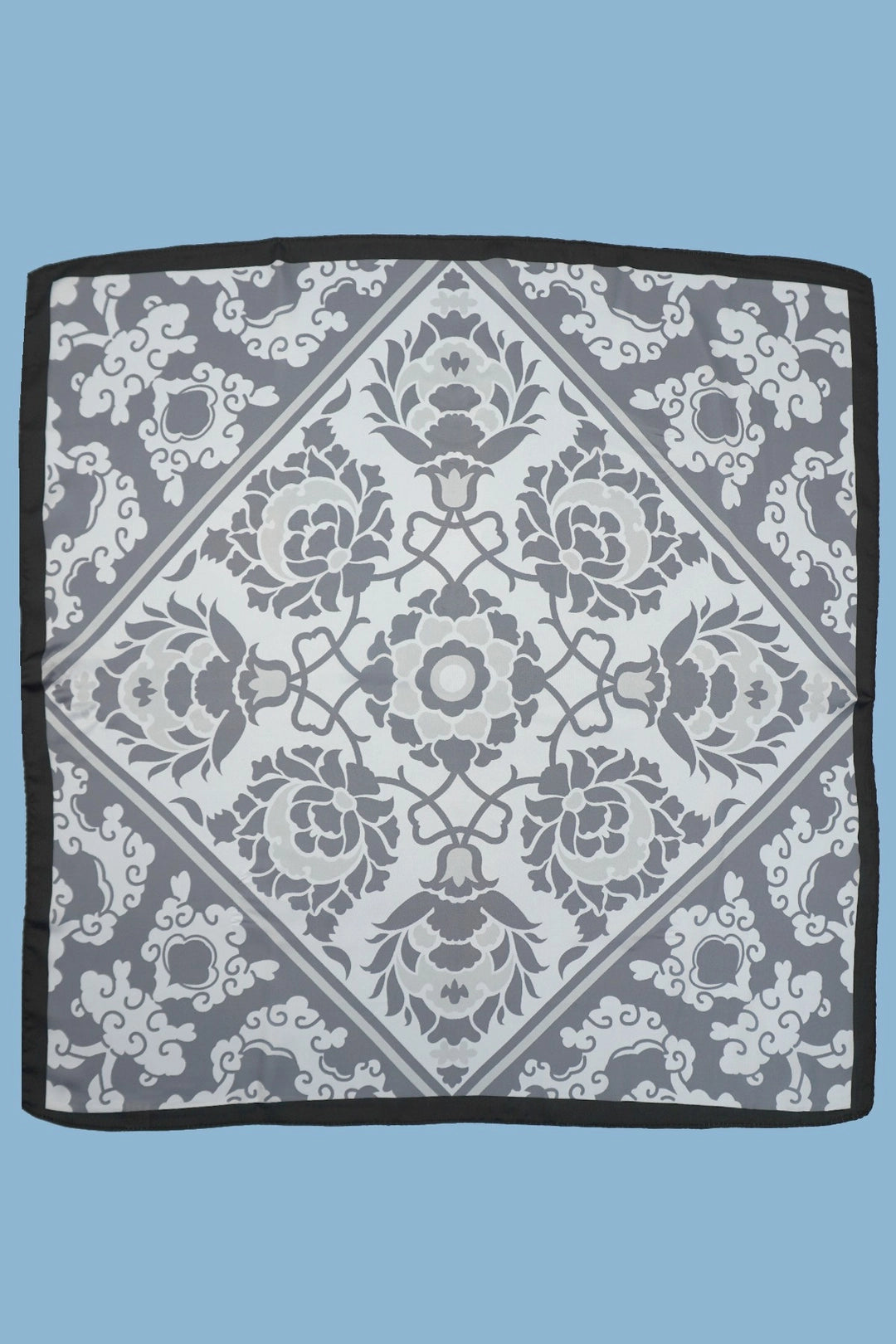Silky Wild Rag Scarf | Vintage Floral Grey