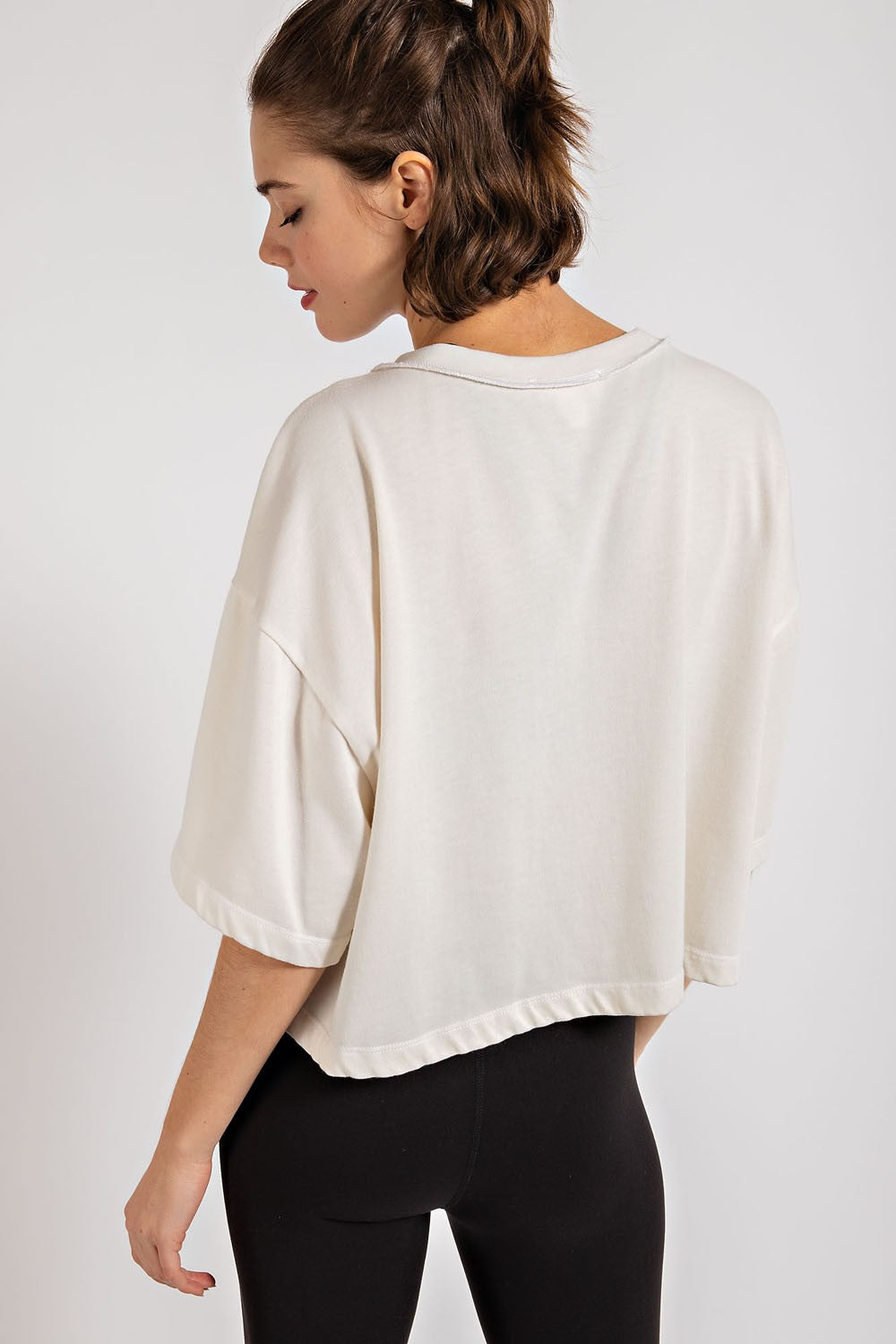 Mineral Washed Oversized Crop Top | Off White