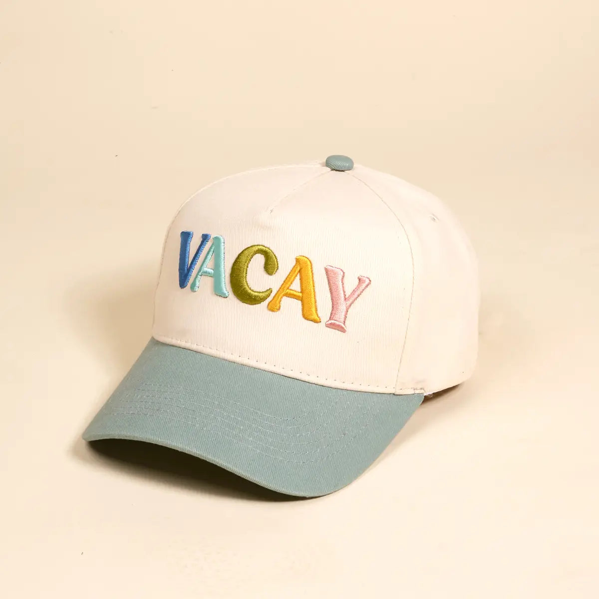 VACAY Canvas Cap | Cream/Mint Blue
