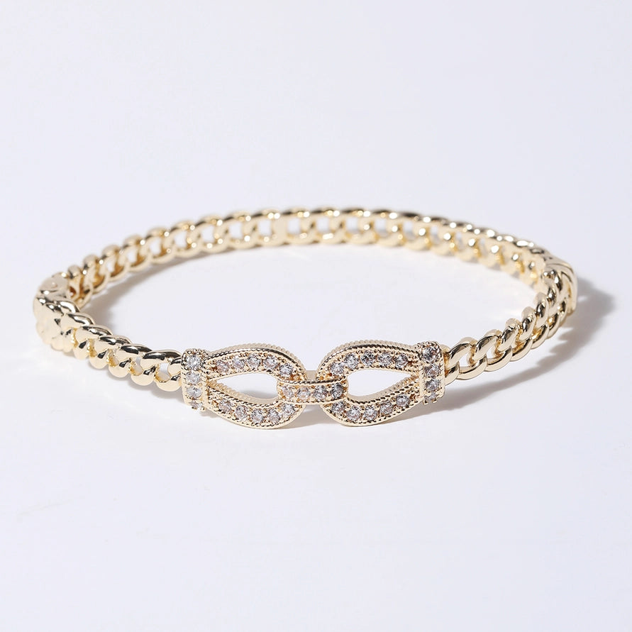 CZ Hinge Bangle Bracelet | Gold