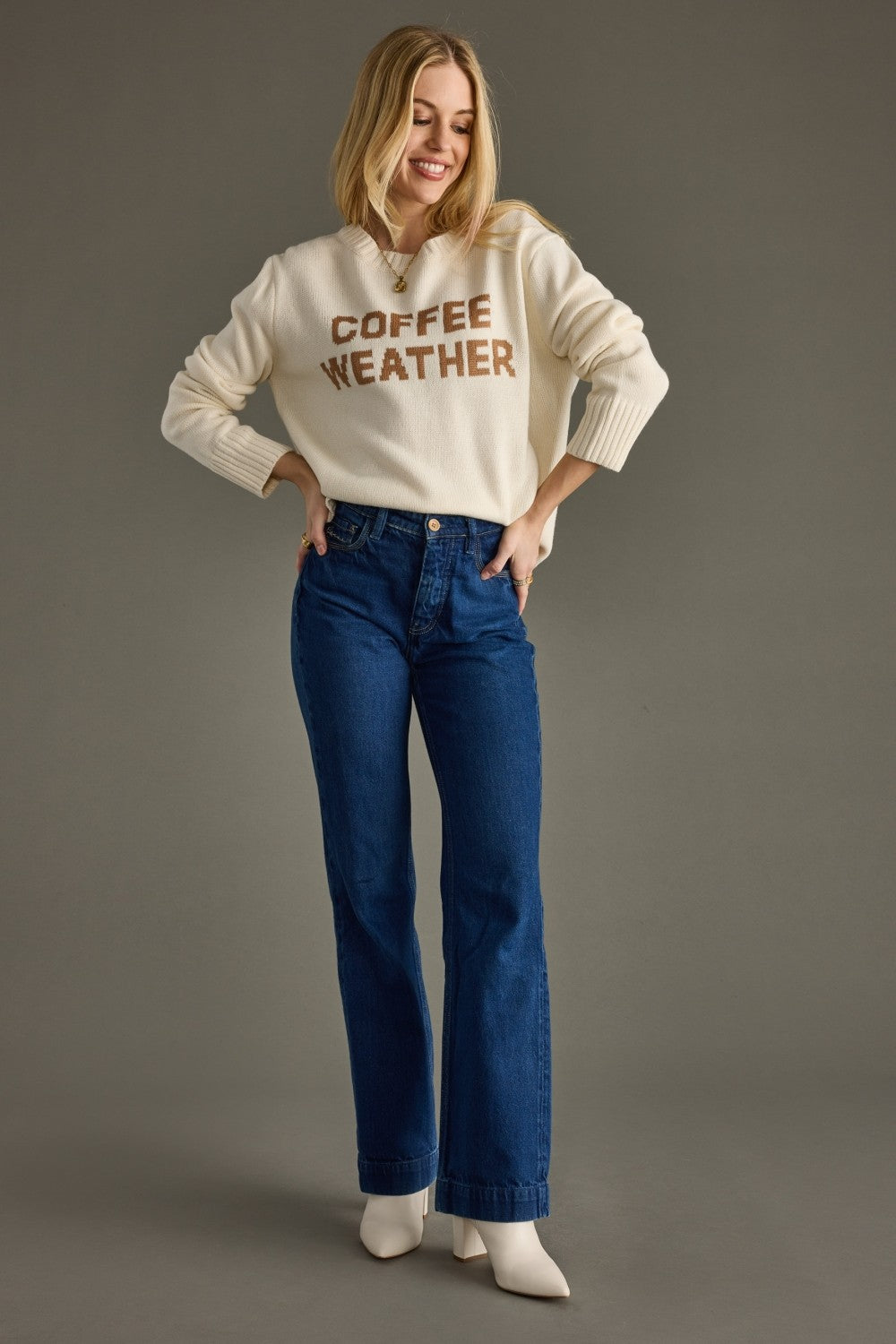 Coffee Weather Sweater Top | Ivory